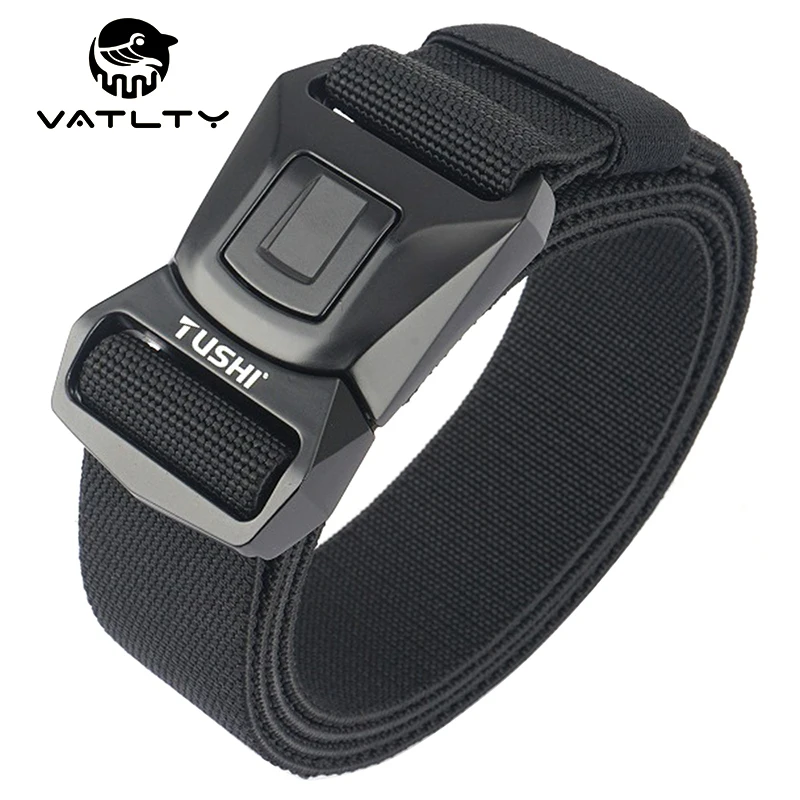 

New Genuine Elastic Tactical Belt Rust-Proof Metal Buckle Military Equipment Belt Tough Stretch Fiber Outdoor Work Non-Slip Belt