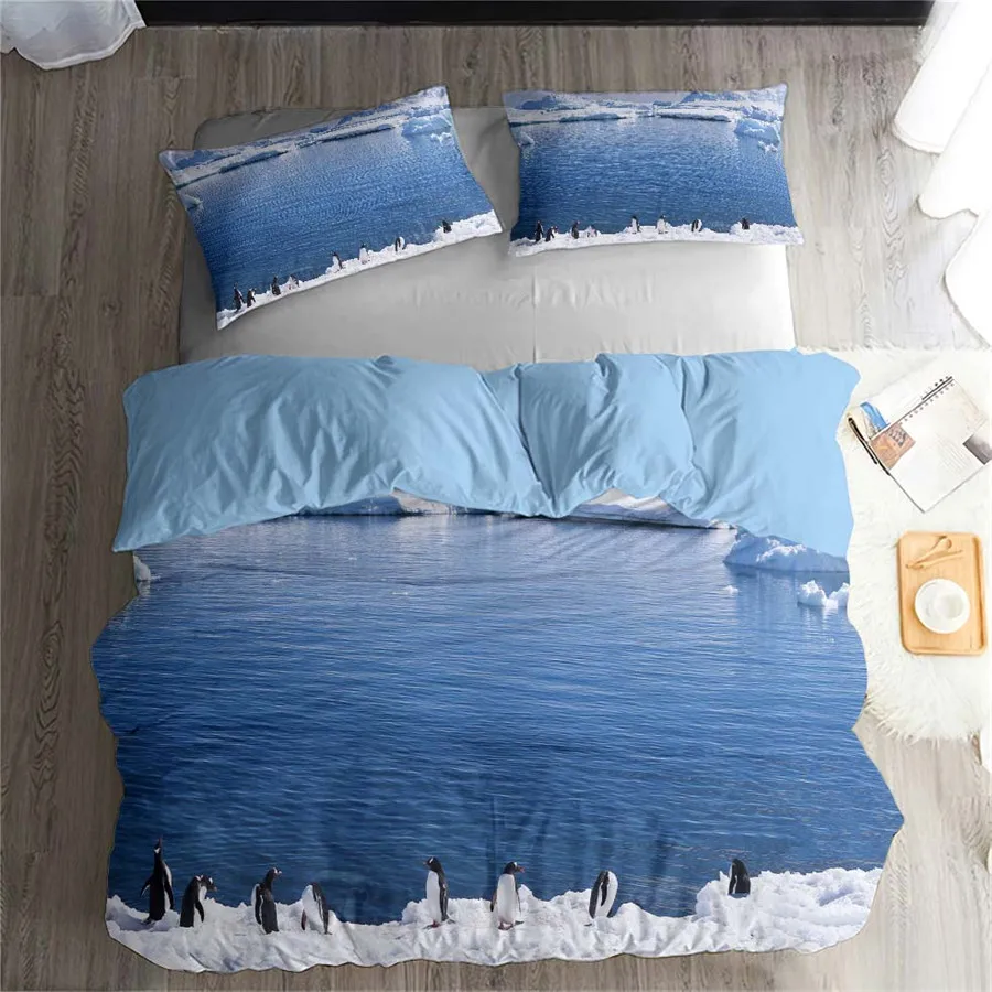 3d комплект постельного белья HELENGILI пододеяльник с принтом пингвина реалистичное