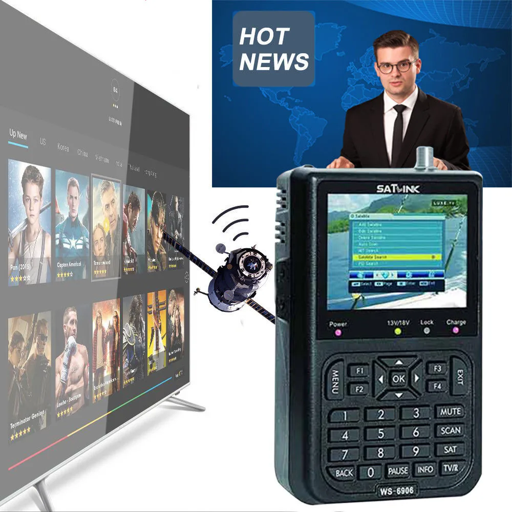 Искатель сигнала Цифровой спутниковый Finder метр SATlink WS 6906 DVB S FTA данных измеритель