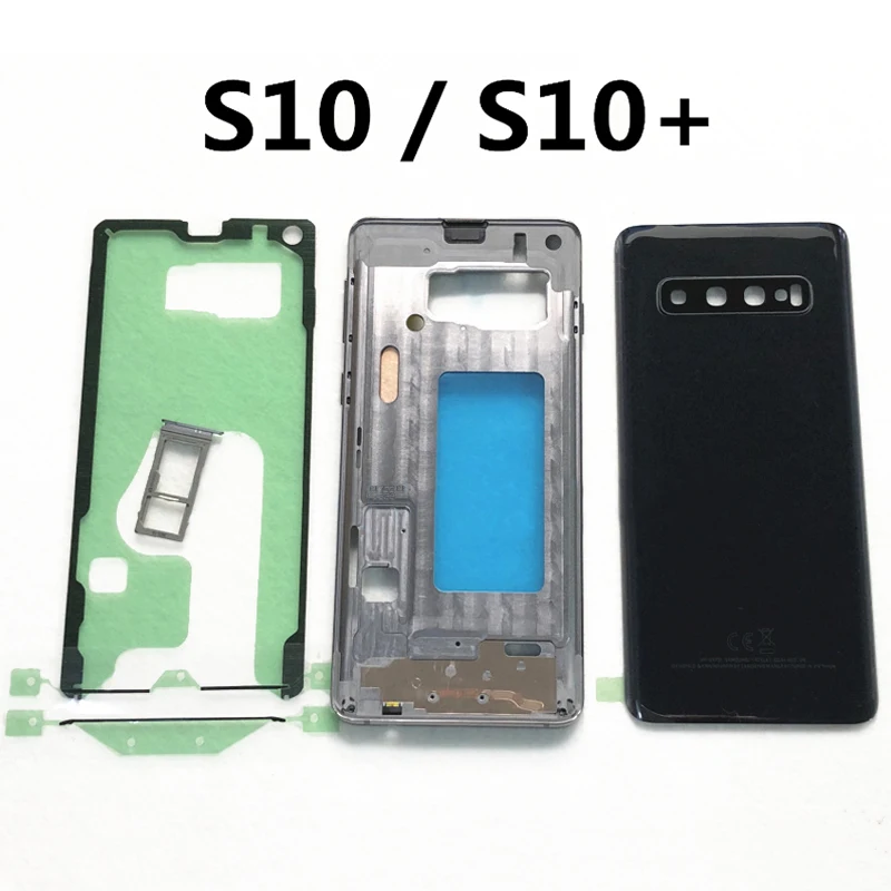 

Full Housing case For Samsung Galaxy S10 Plus S10+ S10 G975F G973F Middle frame Battery Door Back Glass Rear Cover