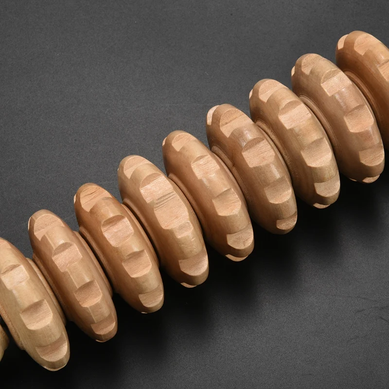 

Lady Home Wooden Wheel 9 Rollers Belly Health Massager