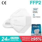 Маска ffp2mask KN95 для взрослых, 5 слоев, маскариллы fpp2, белая, 103050 шт.