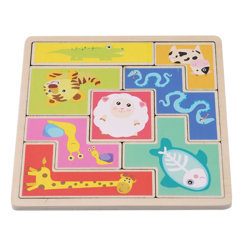 

New Kids Wooden Animals Puzzle Toy Shape Matching Cognitive Game Puzzles Baby Early Educational Toys