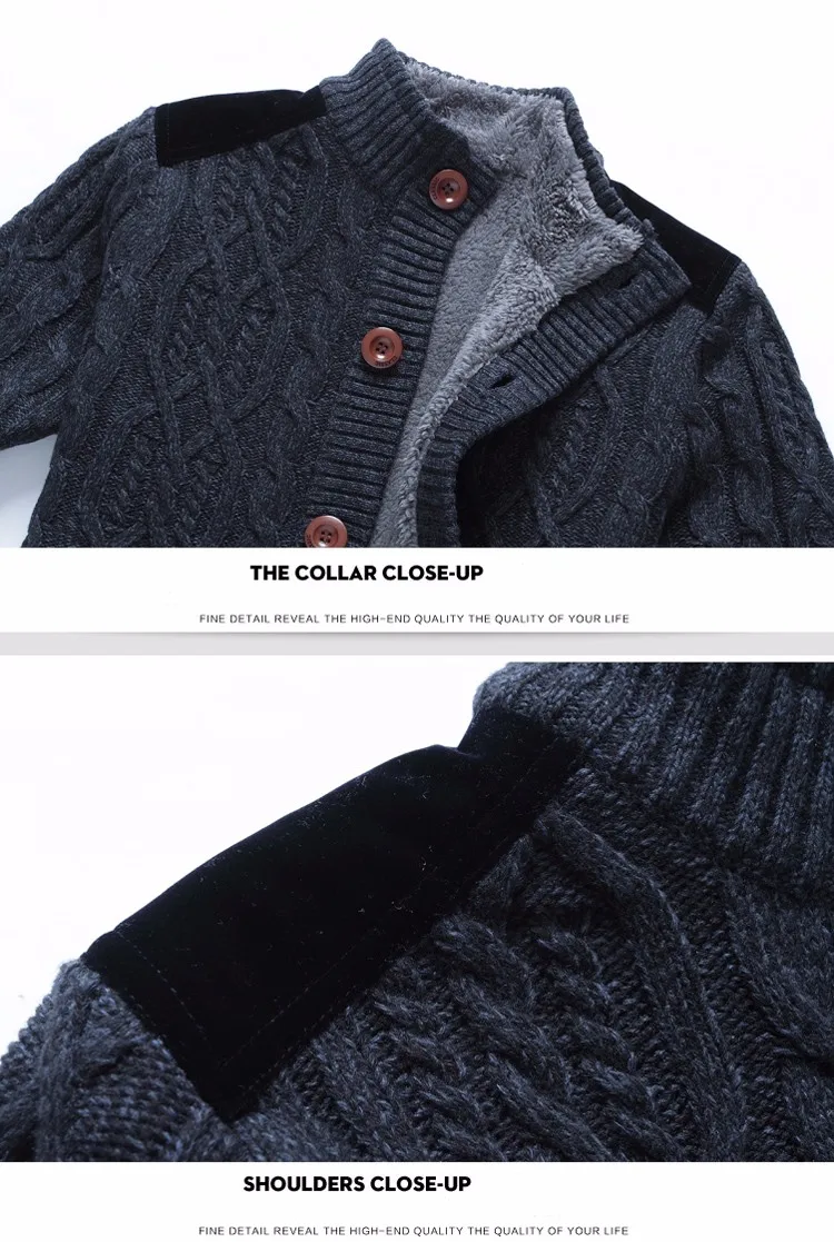 

New Mens Casual Strickjacke Sweatercoat Fleece Cardigan Sweaters Men Warm Thick Stand Collar Sweater 3xl