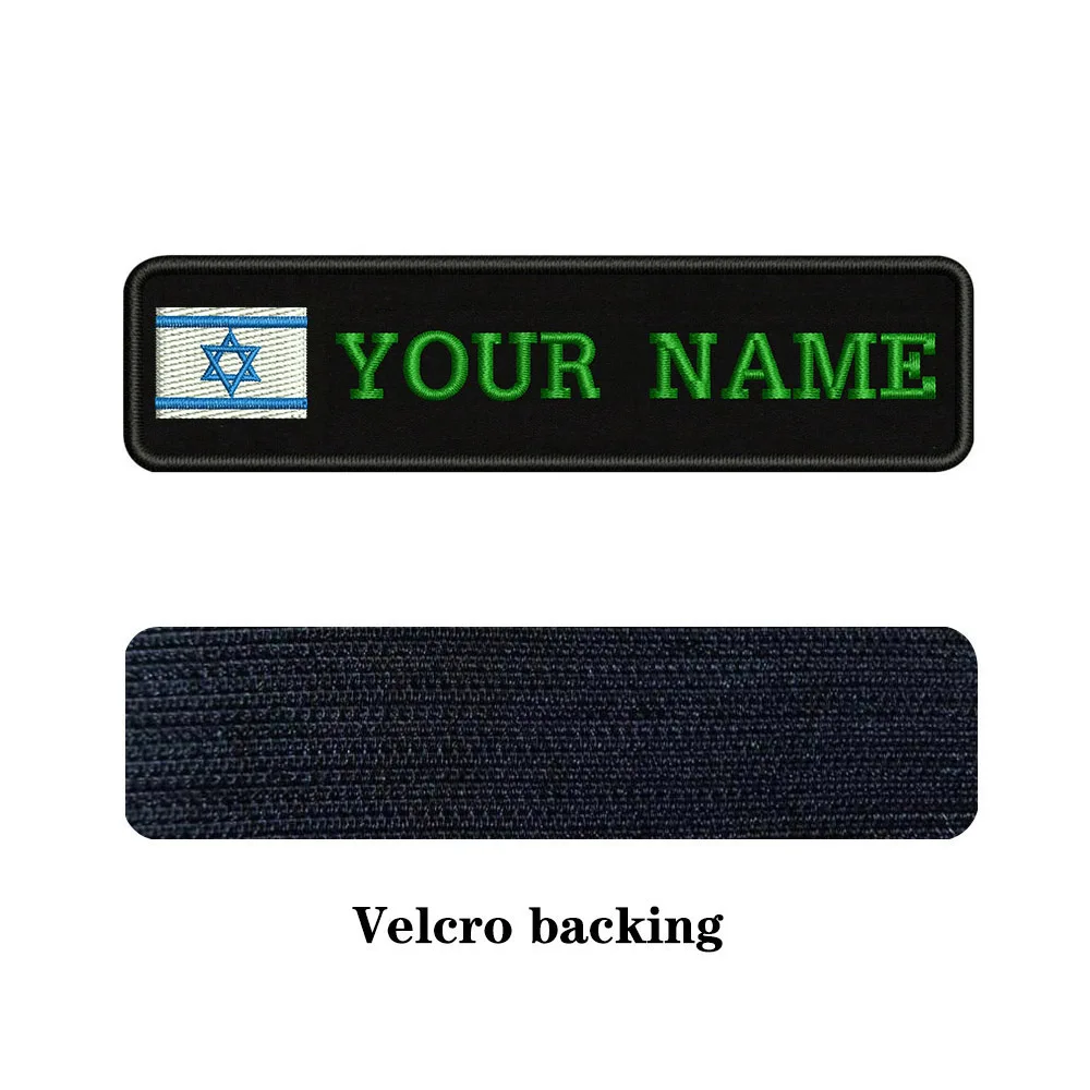 green-Velcro На заказ Вышивка Флаг Израиль имя заплатка с текстом 10 см* 2,5 см значок Утюг на или липучке Подложка для одежды брюки рюкзак шляпа - Цвет: green-Velcro