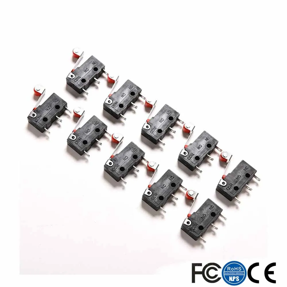 10Pcs Micro Roller Lever Arm Open Close Limit Switch KW12-3 PCB Microswitch | Спорт и развлечения