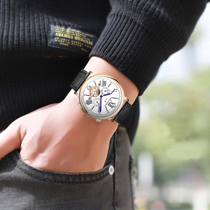 Новые Брендовые мужские часы KIMSDUN автоматические механические Tourbillon спортивные