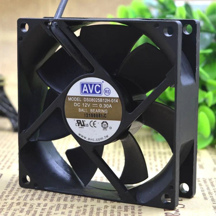 AVC Ds08025b12h 8025 двойной шарик четыре провода Бесшумная Поддержка скорости ШИМ 12 В 0,30a