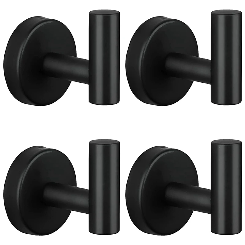 

Bathroom Black Towel Hooks Stainless Steel Wall Mounted Cabinet Towel Coat Clothes Hooks for Kitchen Bathroom