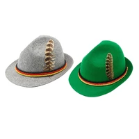 unisex novelty fedora hat oktoberfest fedora with feather for men and women green light gray color 60cm23 6 bavarian jazz