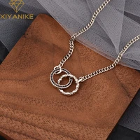 xiyanike silver color black zircon skull double ring necklace female light luxury fashion punk sweater chain accessories