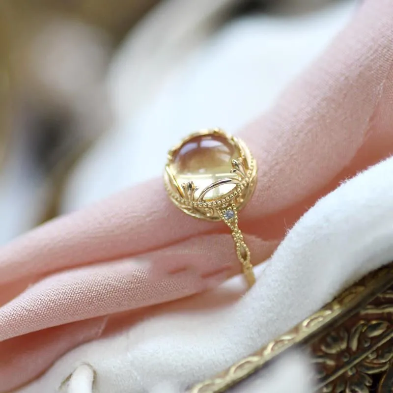 

Wealth Can Not Block Lucky Fortune Natural Egg Noodles Citrine S925 Sterling Silver Ring Agete Style Versatile Style