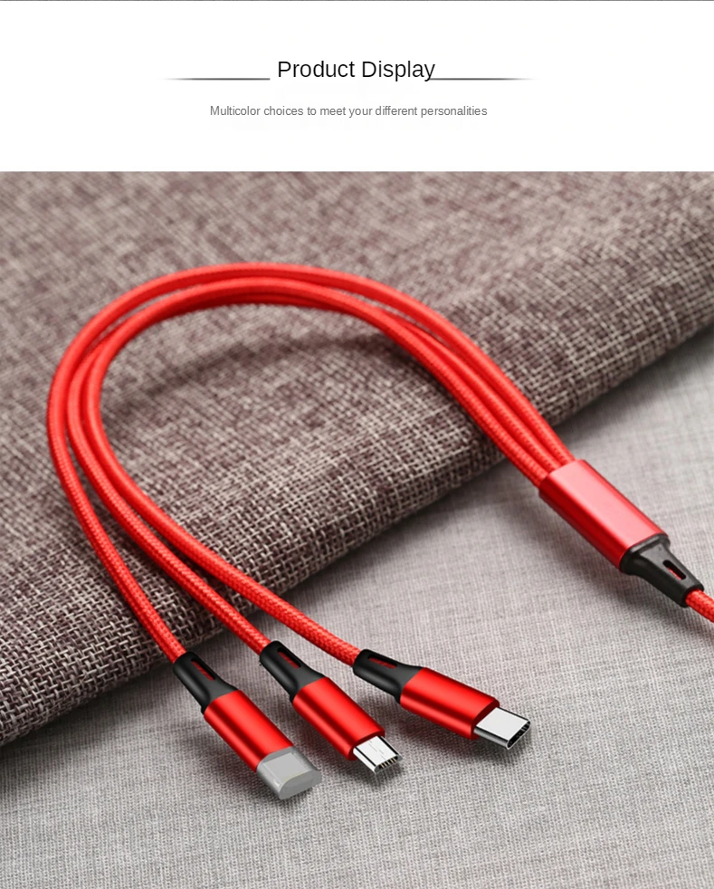 Data Line 3 in 1 cable For Android iphone Type-c Mobile Phone Multi-function Usb One Dragging Three Charge Cable | Мобильные
