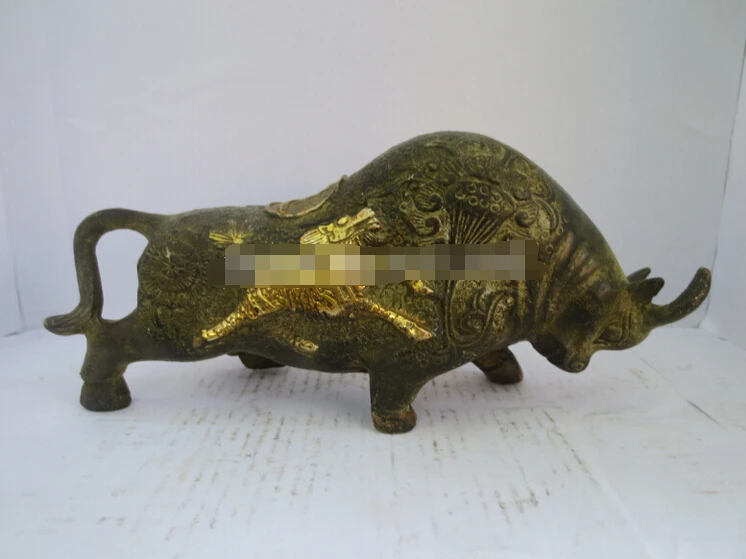 718 + современный дом FengShui украшения статуя коровы ремесла Азиатский Антиквариат