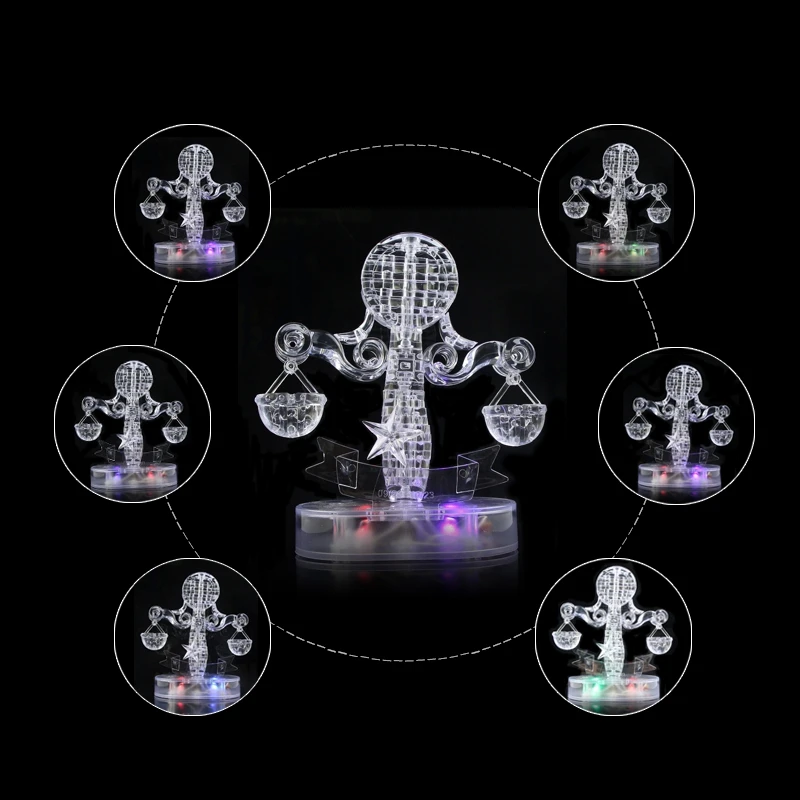 3D Twelve Constellation Crystal Puzzle Diy Building Blocks Educational Toys Self-Installing Lighting Libra | Игрушки и хобби