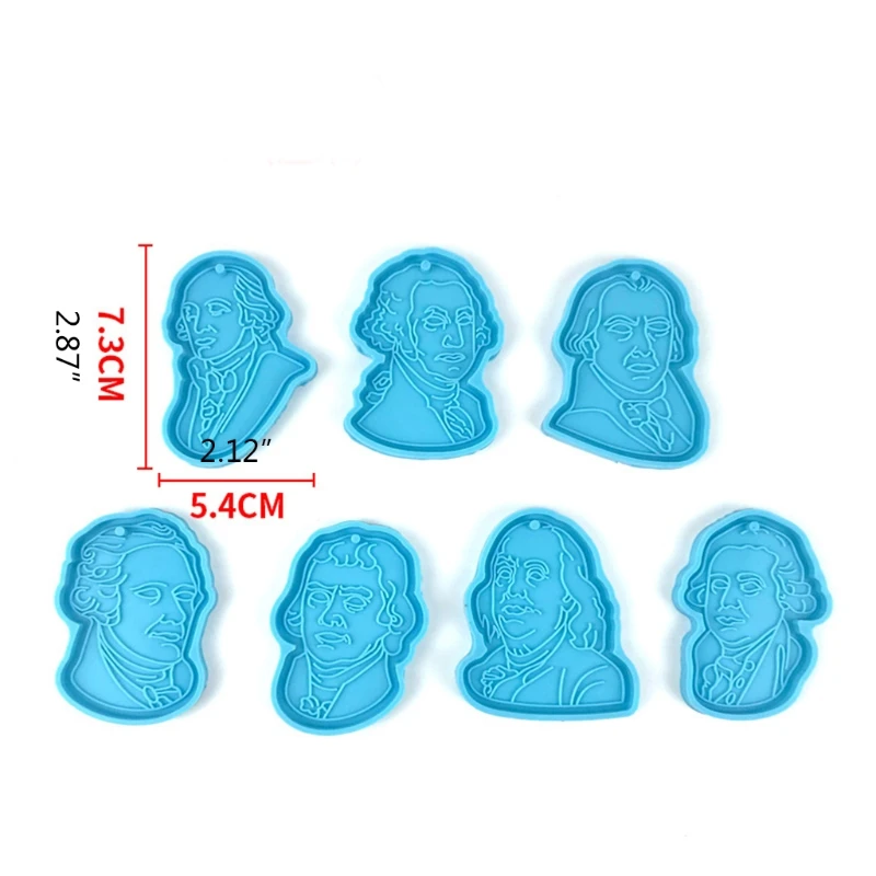

7 Pcs Foreigner Head Keychain Epoxy Resin Mold Pendant Casting Silicone Mould DIY Crafts Polymer Clay Jewelry Making Tool