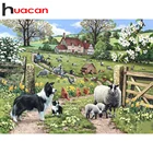 Алмазная живопись Huacan с овечкой и собакой 5D, ферма, Алмазная мозаика, вышивка с животными, картина стразы, украшение для дома