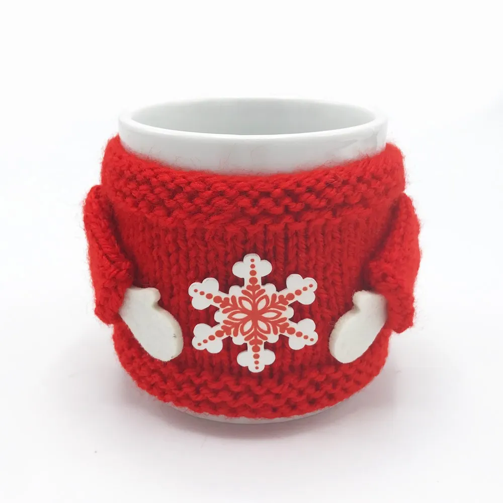 Кружка кофейная кружка ручная работа вязаная красная вязка Снежная зимняя