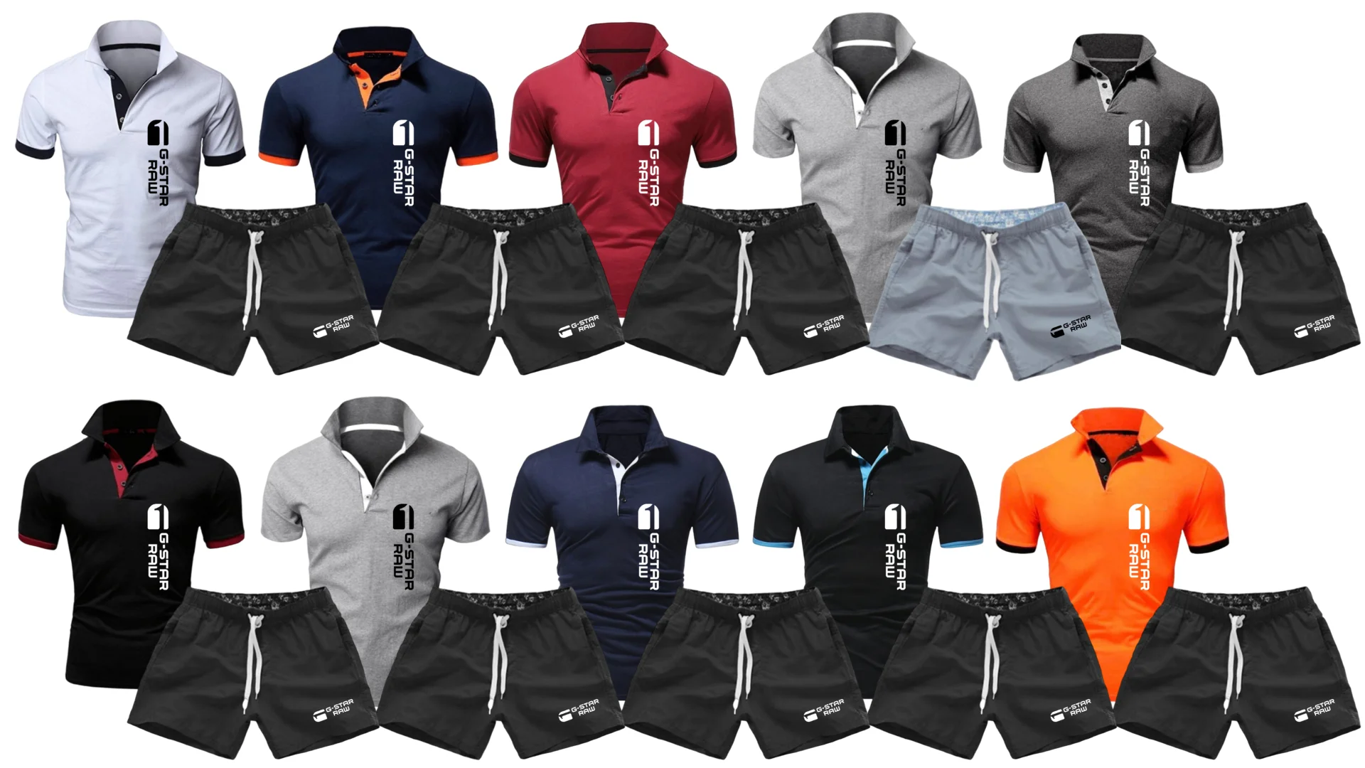 

Casual sports suit men's summer thin style trendy men's suit set with handsome men's POLO shirt short-sleeved shorts