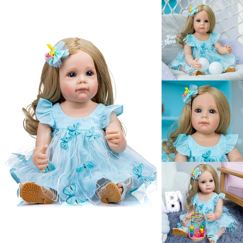 

55cm/21in Waterproof Cuddle Doll with Rooted Hair Vinyl Body Vivid Caucasian Reborn for Infant Baby Girls Boys Companies