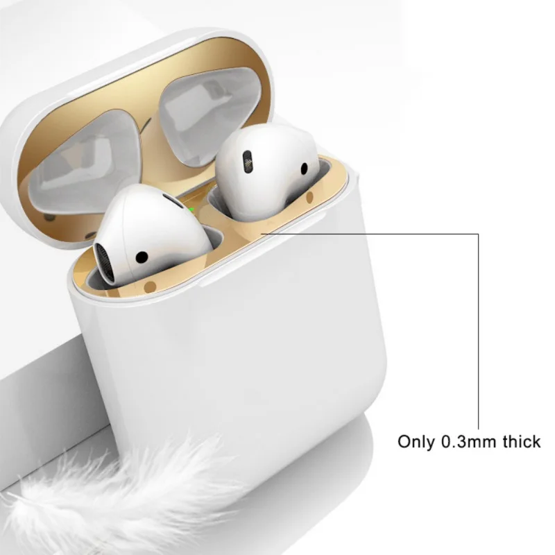 1 пара пылезащитных чехлов для AirPods 2 / Pro металлическая Пылезащитная наклейка
