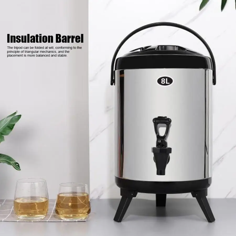 8L Stainless Steel Double-Layer Insulation Barrel Cooking Tool Buckets Container for Hot Water Milk Tea Kichen Accessories | Дом и сад