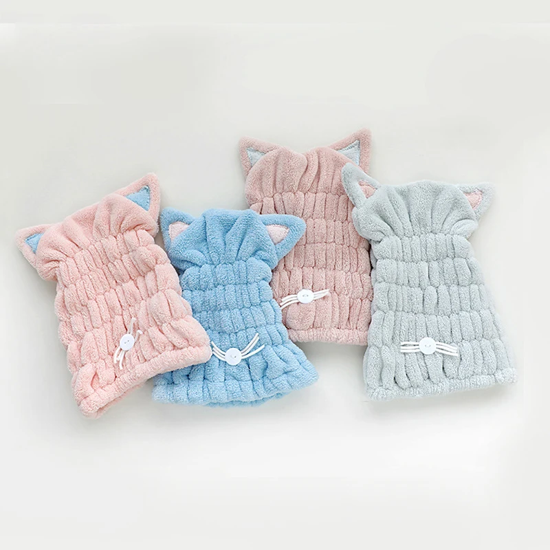 Милое из микроволокна одноцветная шапка для быстрой сушки волос тюрбан женщин