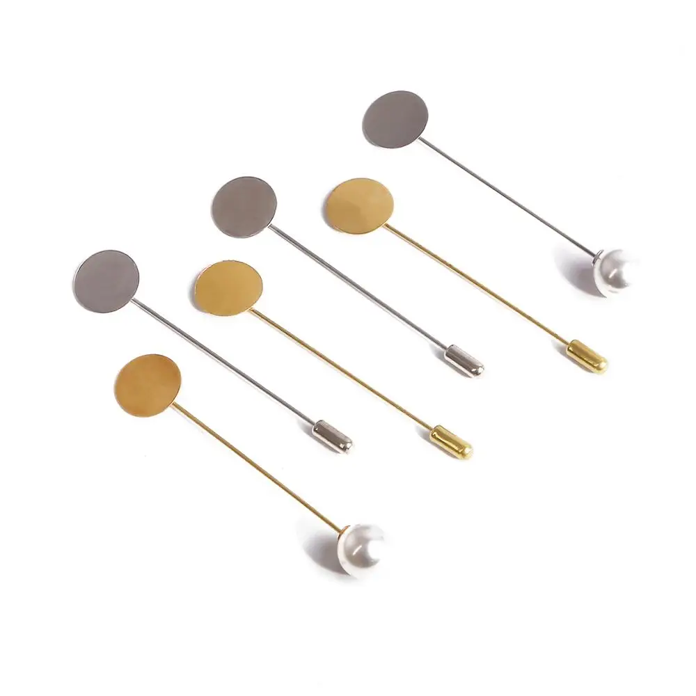 10 Pcs Gold Silver Plated Simulated Pearl Alloy Copper Long Brooch Pin For DIY Brooches Lapel Dress Jewelry Parts Accessories |