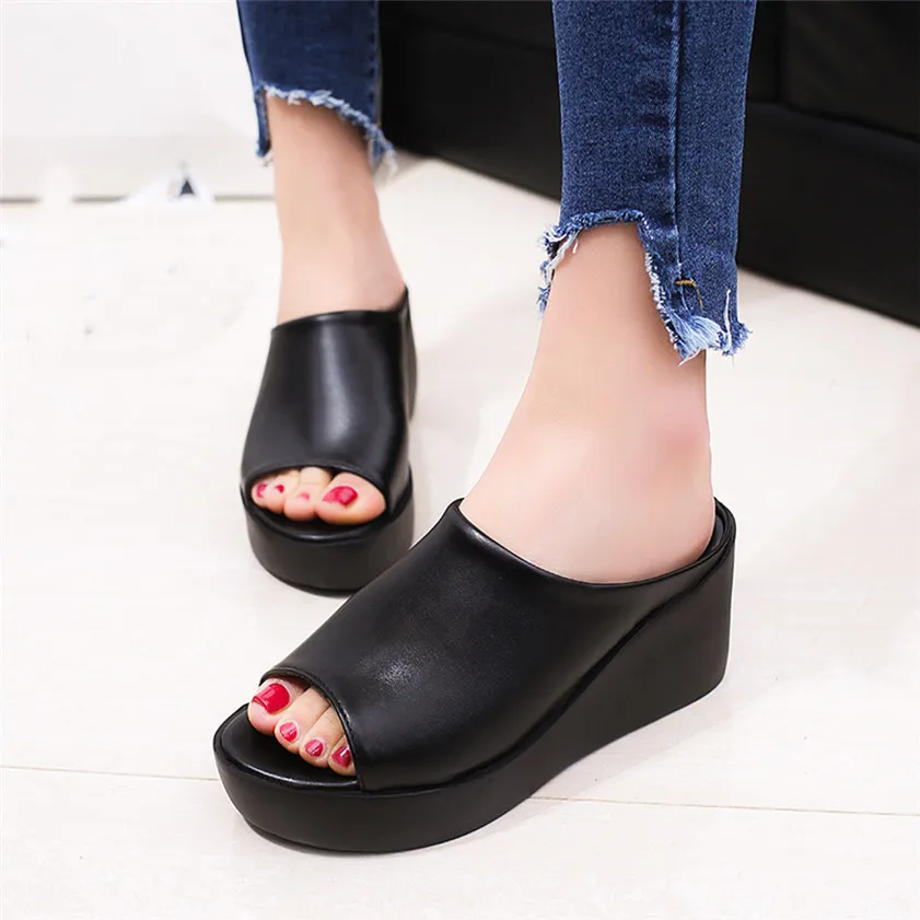 Сандалии женские на танкетке повседневные Босоножки с открытым носом толстой