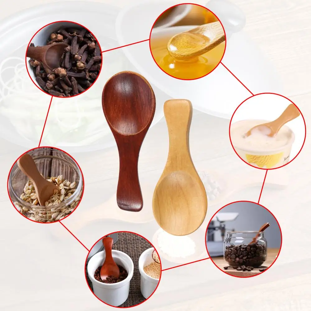 10 Pcs Small Wood Spoon For Children Rice Soup Spoons Mini Sugar Condiment Healthy Tableware Home Kitchen Tools | Дом и сад