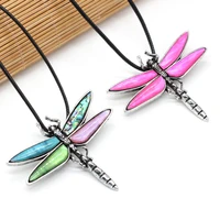 natural abalone shell pendant necklace exquisite dragonfly shell pendant necklace for jewelry gift length 555cm size 50x62mm