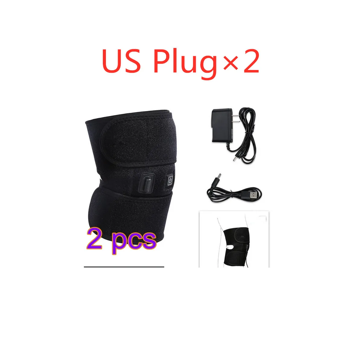 2Pcs With US Plug Инфракрасное Отопление коленный бандаж артрит коленный бандаж поддержка массажер пояс травма судороги горячая терапия облегчение боли восстановление колена - Цвет: 2Pcs With US Plug