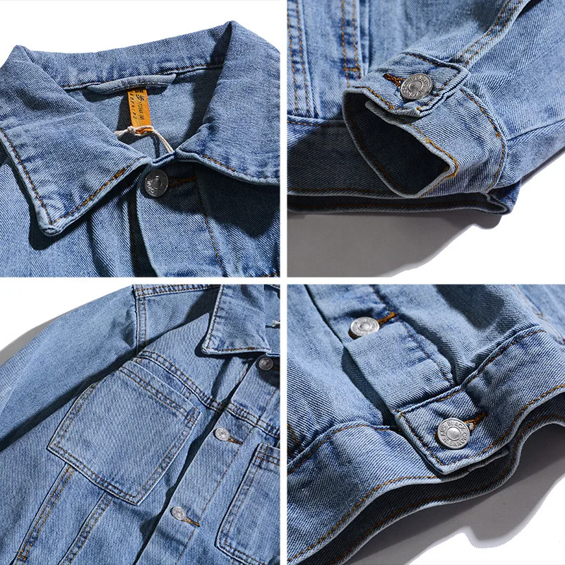 Новая весенняя Мужская джинсовая куртка в стиле хип-хоп теплая мотоциклетная