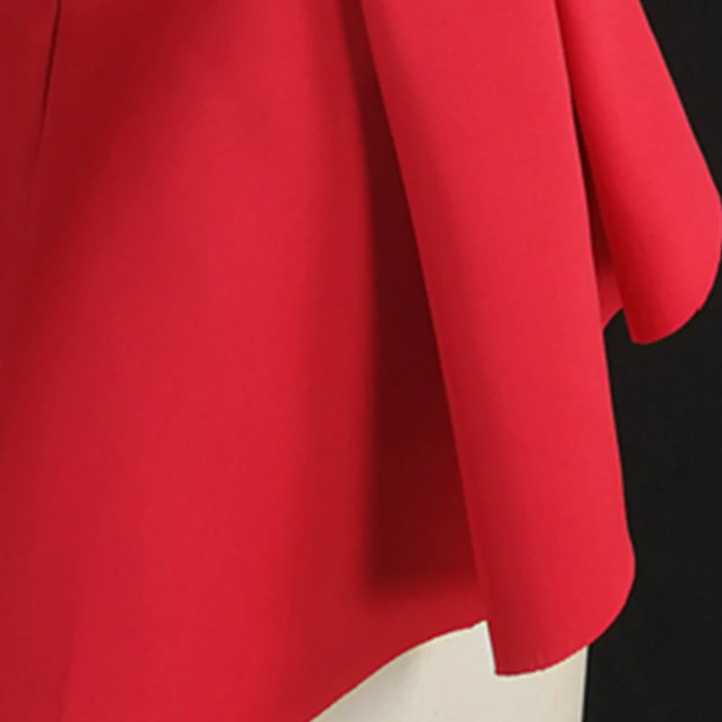 Женская блузка топы рубашки сексуальные с баской красные рюшами асимметричными