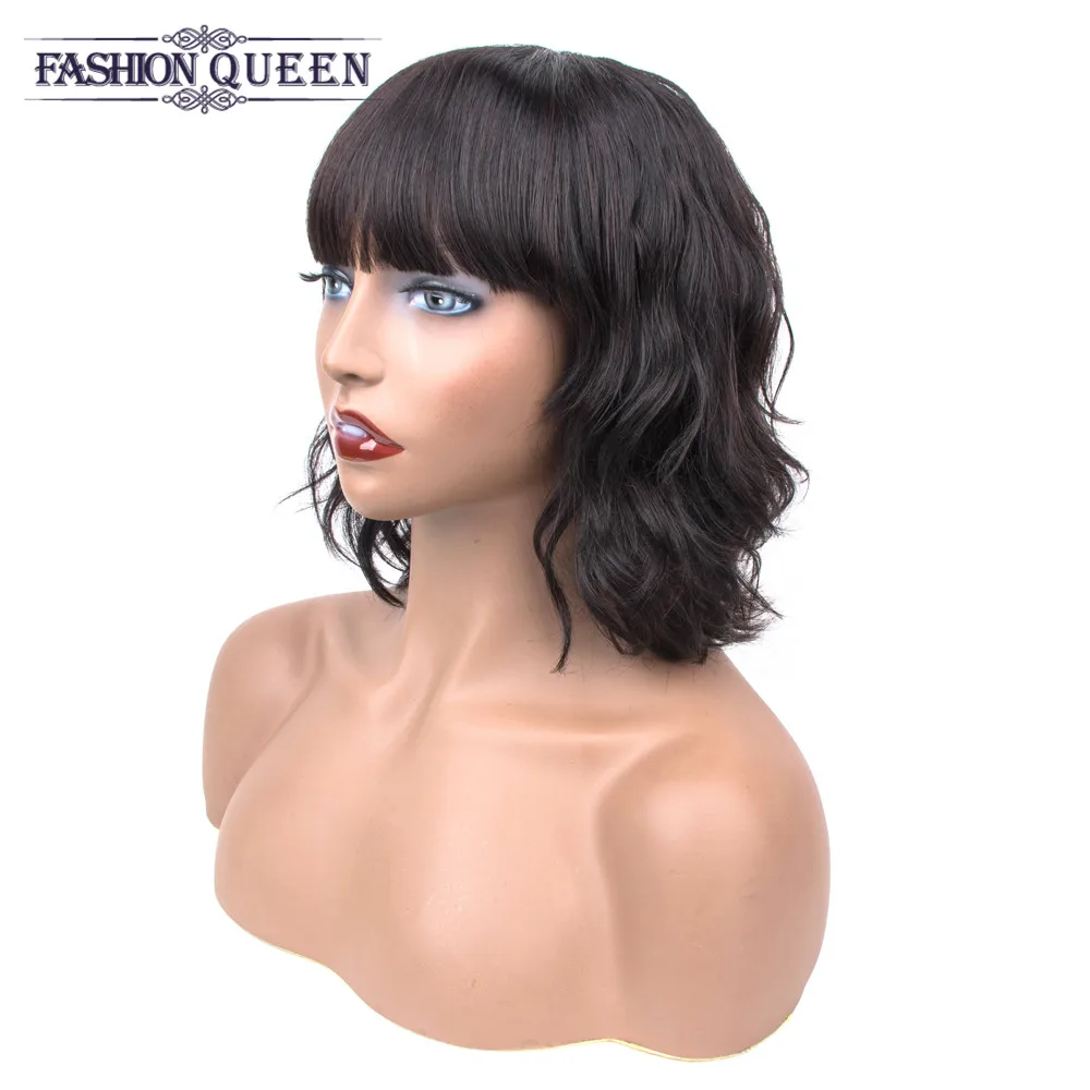 Парики из человеческих волос парик с челкой перуанские свободные волнистые