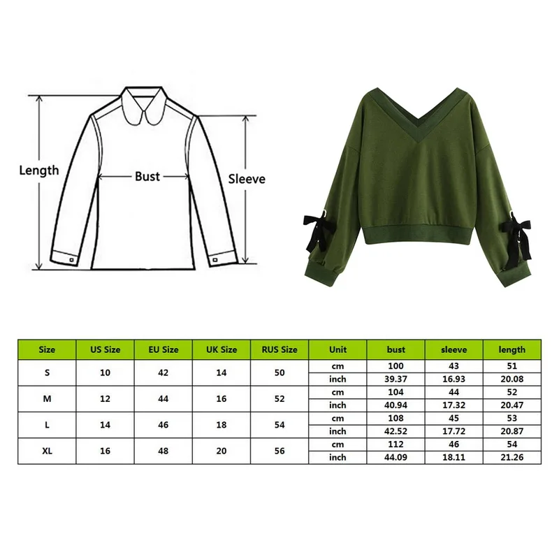 Fashion Sweatshirts Women Sexy V-Neck Bowknot 2019 New Autumn Casual Solid Color Long Sleeve Pullovers Loose Slim Fit Sweatshirt | Женская