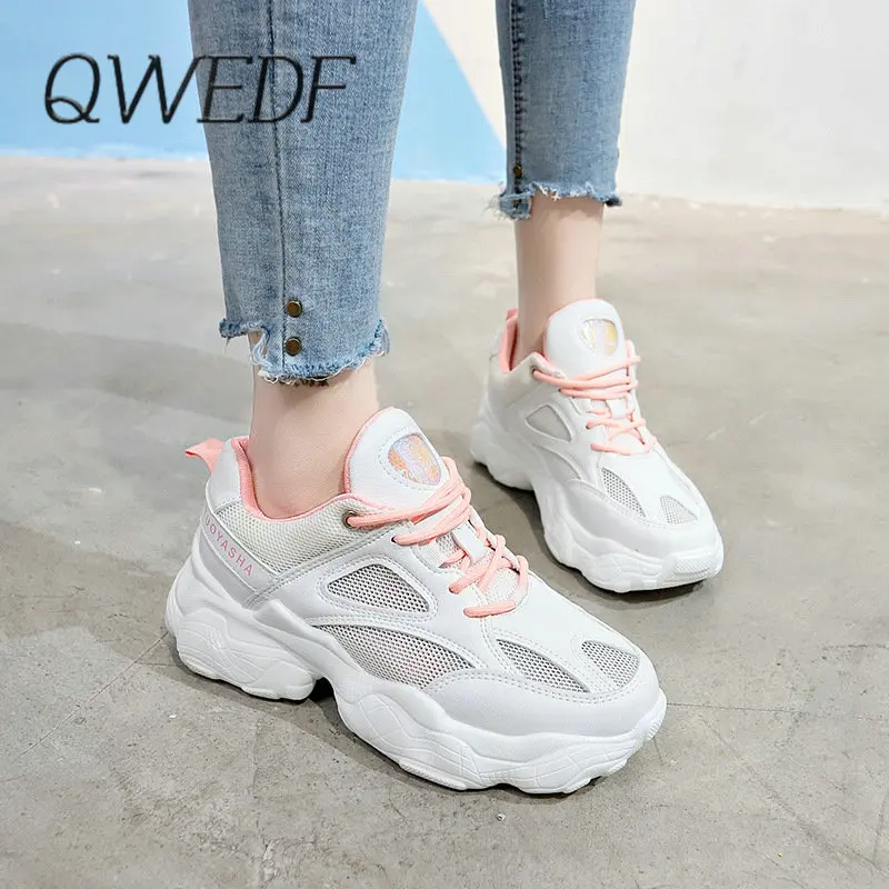 QWEDF/Модные женские кроссовки Harajuku; спортивная обувь на буферной платформе с вентиляцией; спортивная прогулочная YN-29