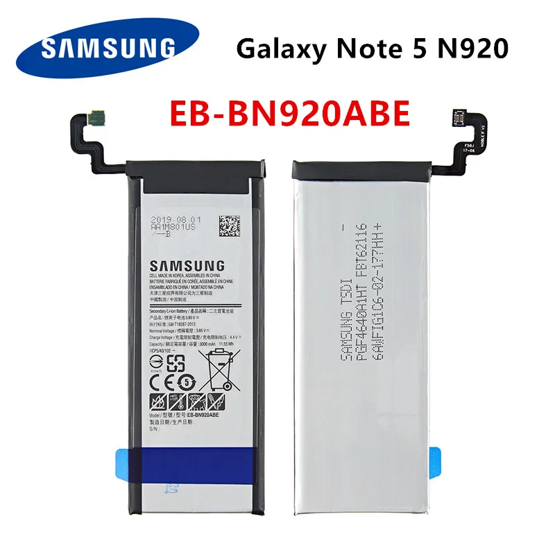 

SAMSUNG Orginal EB-BN920ABE 3000mAh Battery for Samsung Galaxy Note 5 SM-N920 N920F N920T N920A N920I N920G N9200 N920G/DS N9208