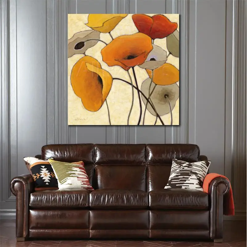 Настенный декор цветы тыква Мак холст Современная картина маслом Shirley Novak