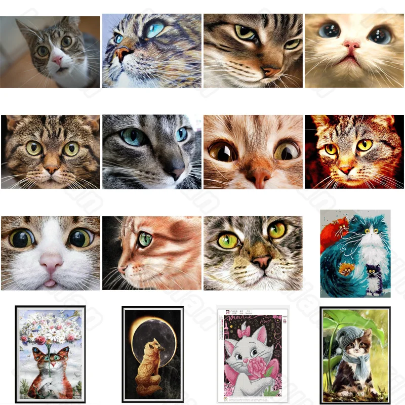 

Diy Diamond Decoration Painting Tiger Cat and Orange Cat Peep Diamond Round Diamond Customizable Wall Art Decoration