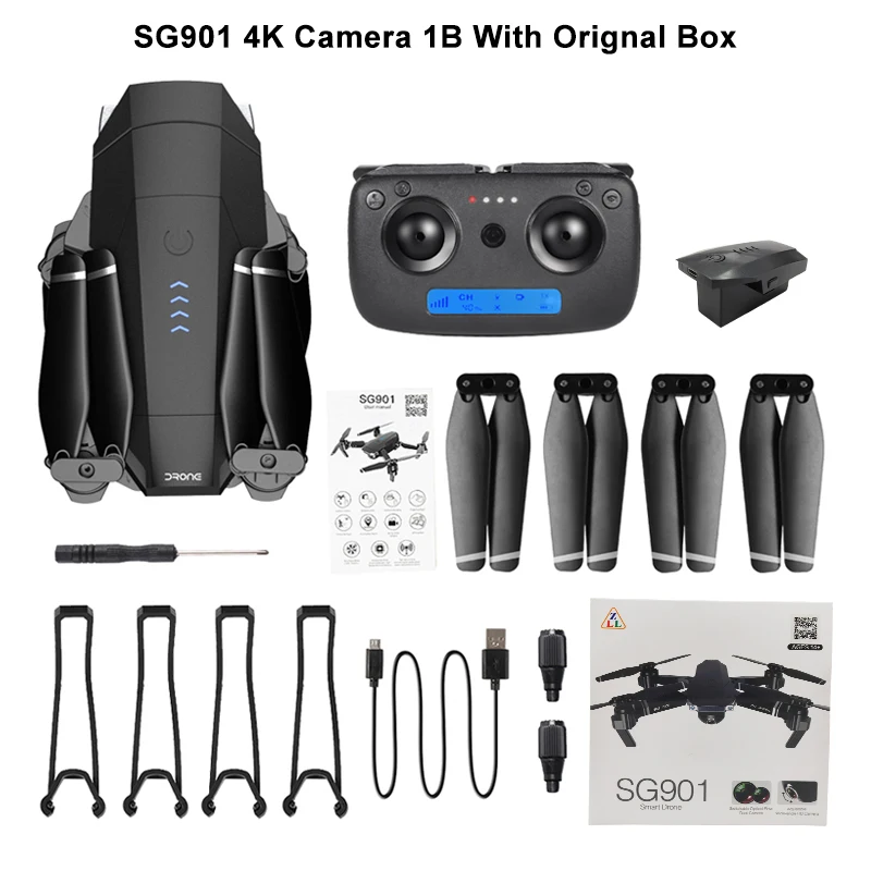 SG901 Радиоуправляемый Дрон 4K HD камера/1080 P WiFi FPV профессиональная оптическая камера с потоком Дрон 18 минут RC Квадрокоптер VS Xs816 S17 SG106 - Цвет: SG901 4K 1B BX