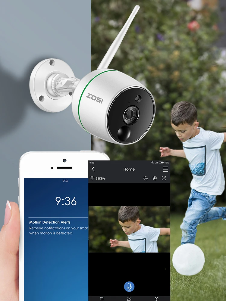 ZOSI Full HD 1080P беспроводная ИК ночного видения SD карта Wifi CCTV видео камера для системы наблюдения монитор 2MP Пуля IP камера