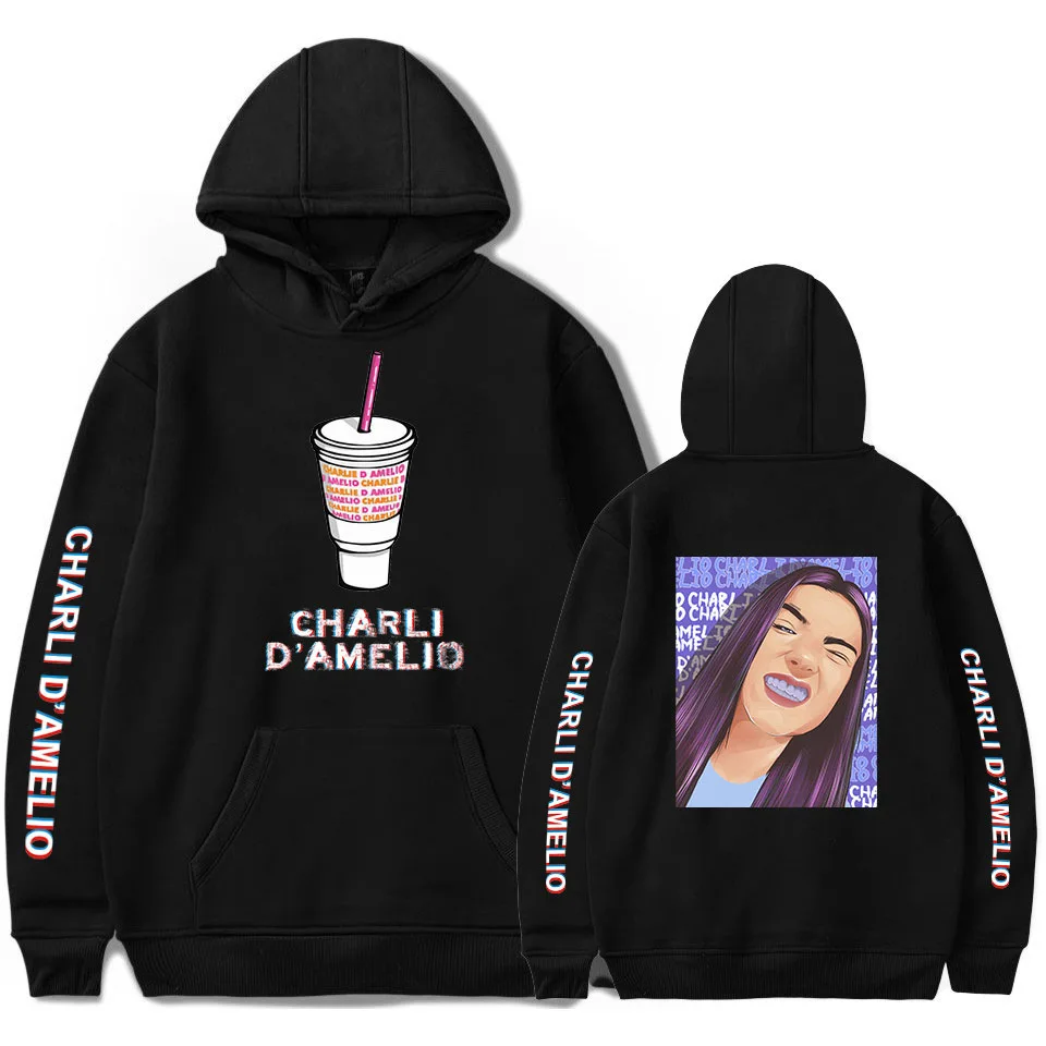 

Handsome Unique Charli DAmelio Merch Hoodies Men Women Sweatshirts Ice Coffee Splatter Hoodie Fashion Harajuku Printed Hoodies