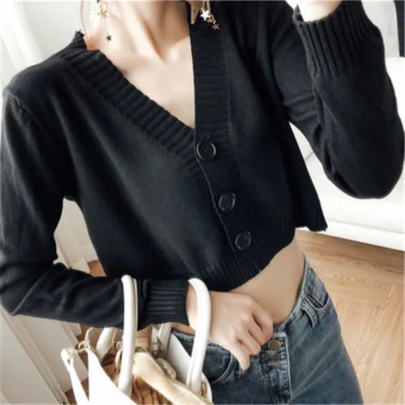 2019 Women Sleeve Knit Cardigan Cropped Top Sweater Vintage PZ2184 |