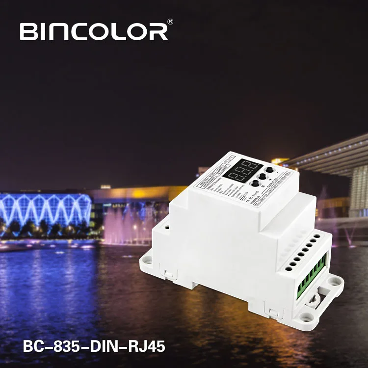 BC-835-DIN-RJ45 5A * 5CH DIN Rail PWM постоянное напряжение светодиодный DMX512 декодер с разъемом