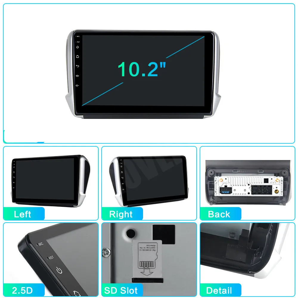 RoverOne для Peugeot 208 2008 Android 10 сенсорный экран Авторадио автомобильный GPS Радио стерео