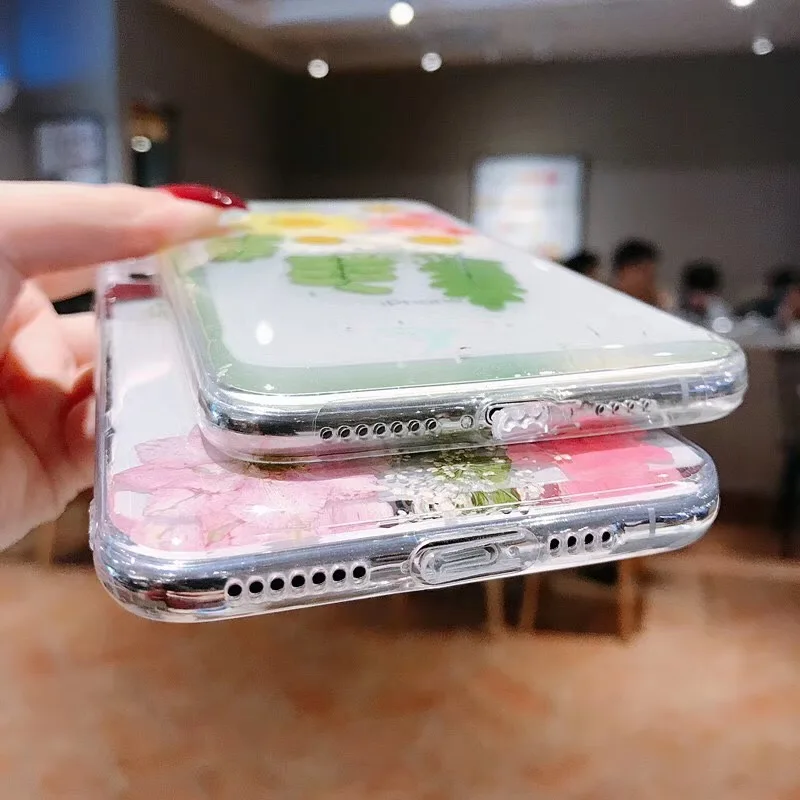 Чехол для телефона с высушенными натуральными цветами iPhone XS XR Max X 6 6S 7 8 Plus 11 Pro
