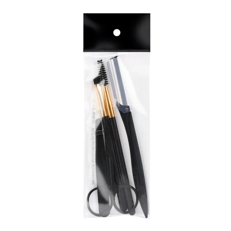 5pcs Portable Stainless Steel Eyebrow Trimmer Scissors Brow Shaver Facial Hair Trimming Grooming Kit Beauty Tools for Women Men