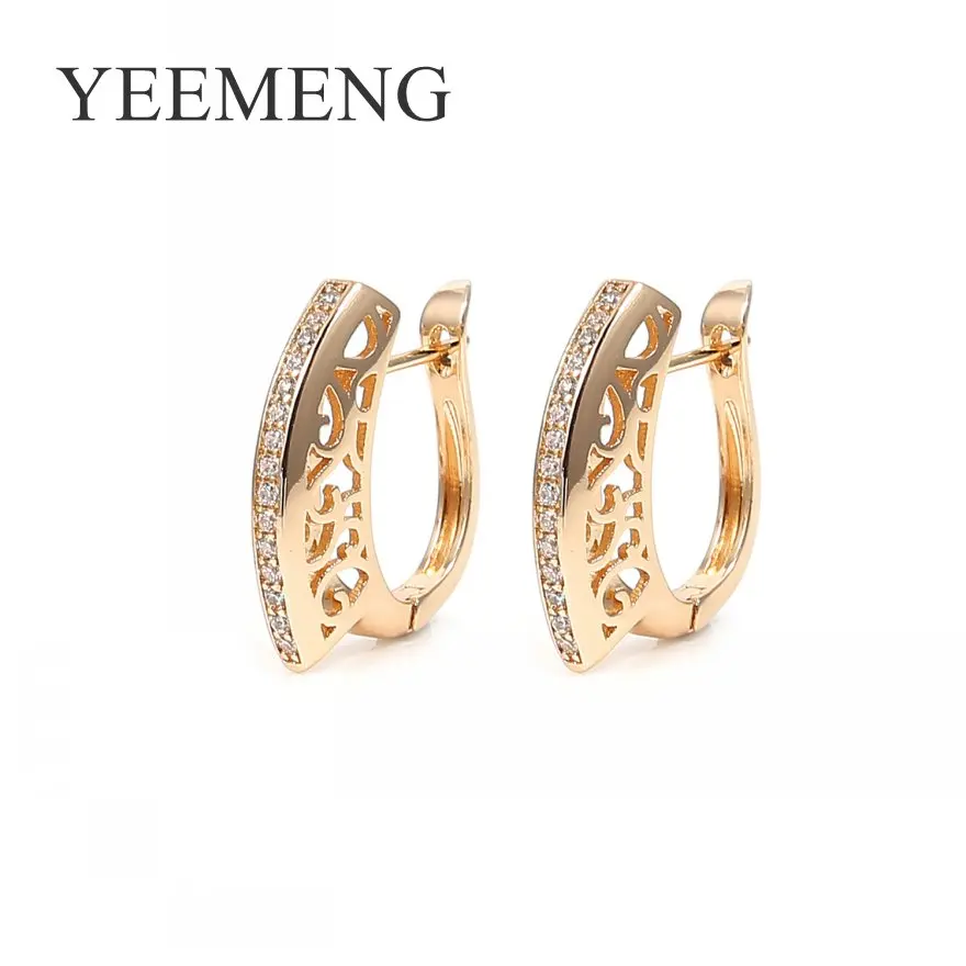 Женские Овальные ажурные серьги YEEMENG милые свадебные из розового золота 585 пробы