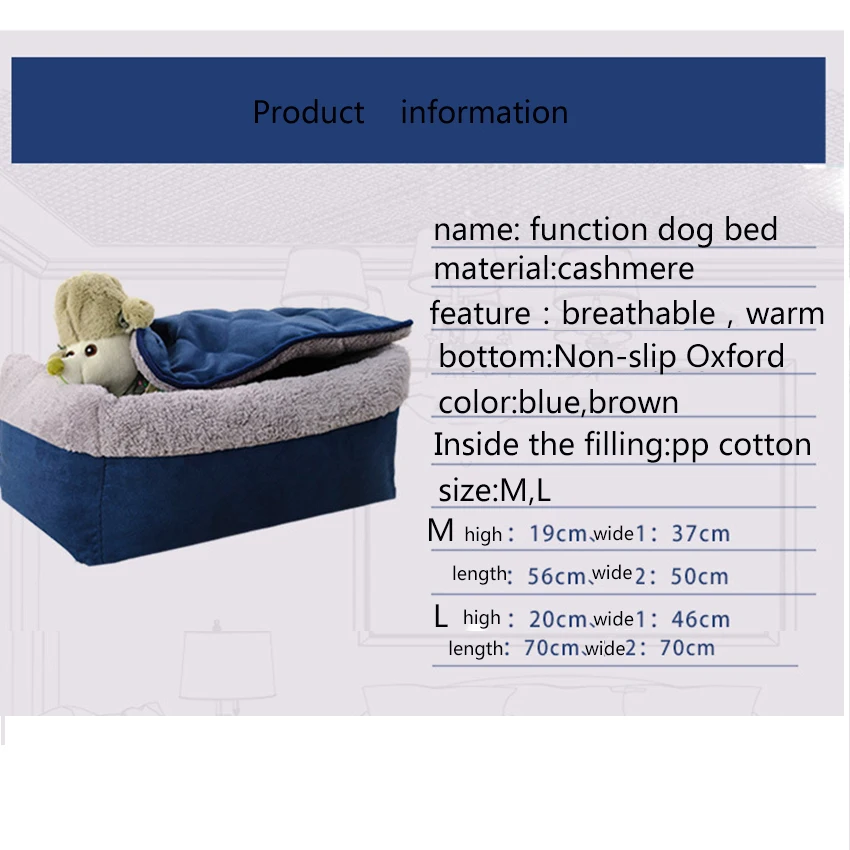 

Pet Dog Bed House Removable Pet Cushion Cat Sleeping Basket Winter Warm Sofa Mat Soft Cozy Kennel for Medium Large Dogs Cats